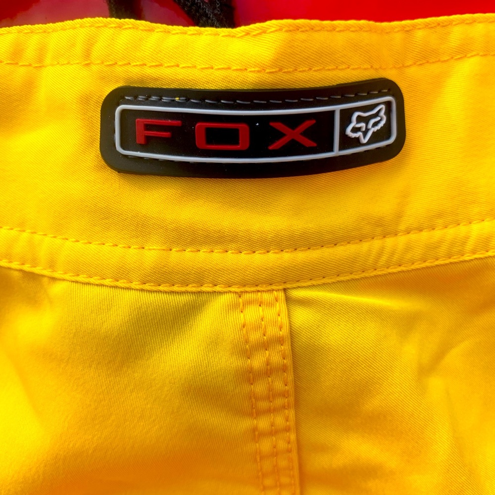 FOX VINTAGE Bright Yellow Red & Black Swim Trunks - Size 26 - Picture 5 of 7